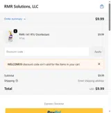 WELCOME15 coupon verification screenshot