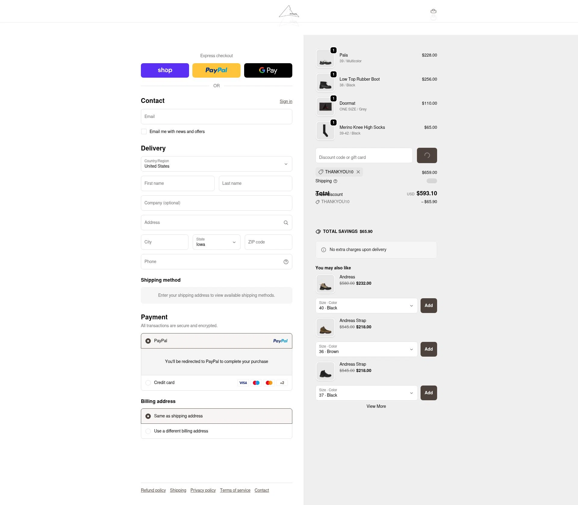 Roa checkout page showing Roa discount code box | Screenshot taken by SimplyCodes community member on Feb 13, 2026