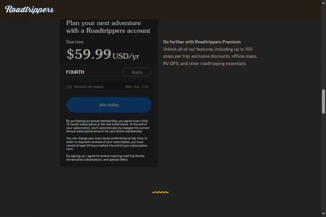 Roadtrippers checkout page showing Roadtrippers coupon code box | Screenshot taken by SimplyCodes community member on Aug 20, 2025