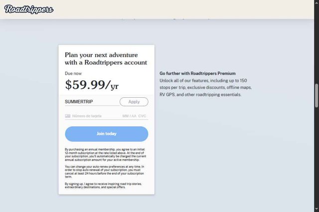 Roadtrippers checkout page showing Roadtrippers coupon code box | Screenshot taken by SimplyCodes community member on Jul 22, 2025