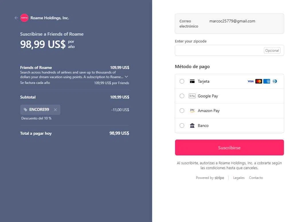 Roame.Travel checkout page showing Roame.Travel promo code box | Screenshot taken by SimplyCodes community member on Dec 2, 2025