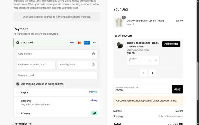 Roark checkout page showing Roark discount code box | Screenshot taken by SimplyCodes community member on Sep 15, 2025