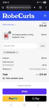 SHOWCASE coupon verification screenshot