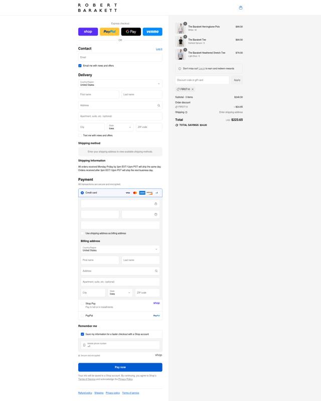 Robert Barakett checkout page showing Robert Barakett discount code box | Screenshot taken by SimplyCodes community member on Sep 8, 2025