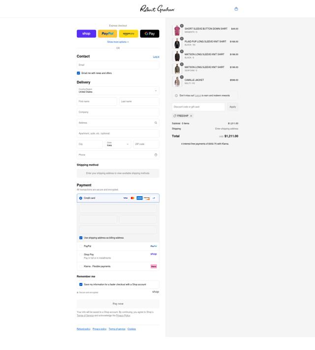 Robert Graham checkout page showing Robert Graham discount code box | Screenshot taken by SimplyCodes community member on Sep 7, 2025