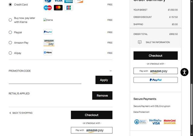Roberto Cavalli UK checkout page showing Roberto Cavalli UK promo code box | Screenshot taken by SimplyCodes community member on Aug 1, 2025