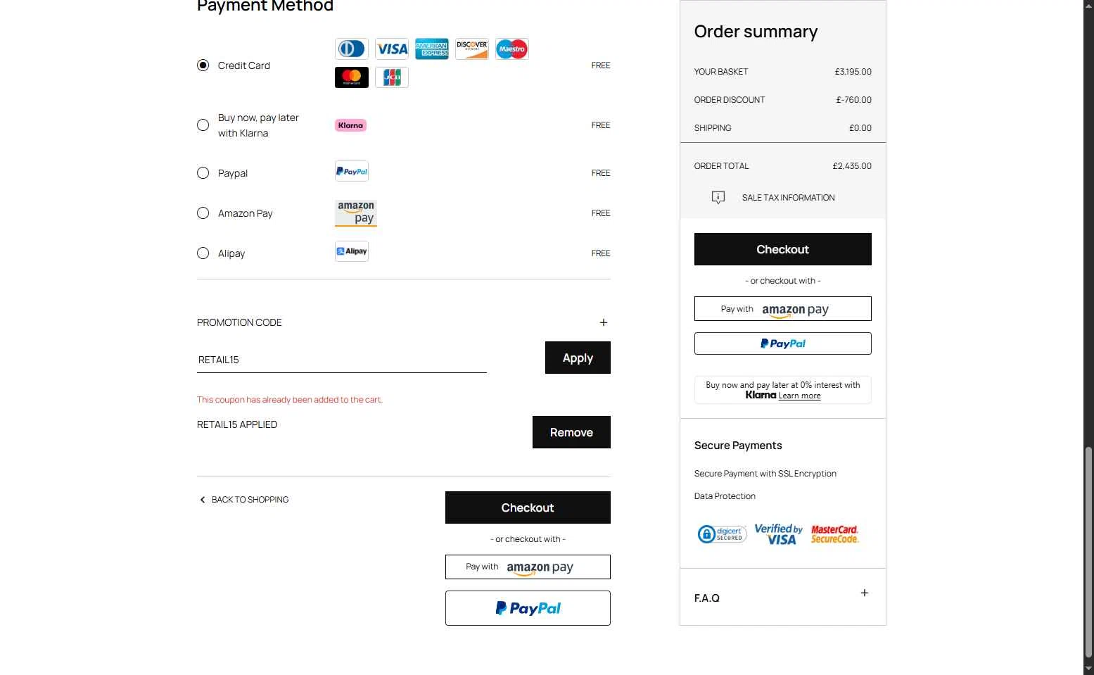 Roberto Cavalli UK checkout page showing Roberto Cavalli UK promo code box | Screenshot taken by SimplyCodes community member on Aug 26, 2025