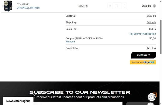ROBOTIS checkout page showing ROBOTIS promo code box | Screenshot taken by SimplyCodes community member on Jul 6, 2025