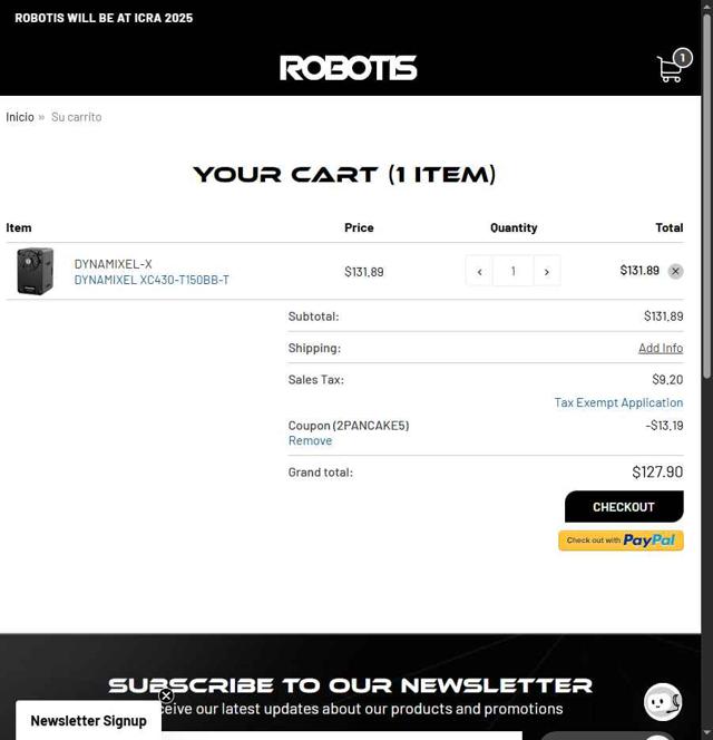 ROBOTIS checkout page showing ROBOTIS promo code box | Screenshot taken by SimplyCodes community member on Jun 14, 2025