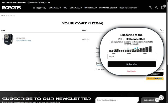 ROBOTIS checkout page showing ROBOTIS promo code box | Screenshot taken by SimplyCodes community member on Sep 2, 2025