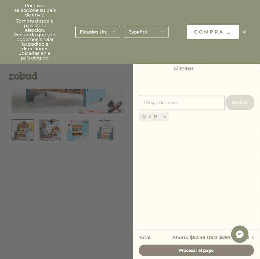 Robud checkout page showing Robud promo code box | Screenshot taken by SimplyCodes community member on Jan 7, 2026