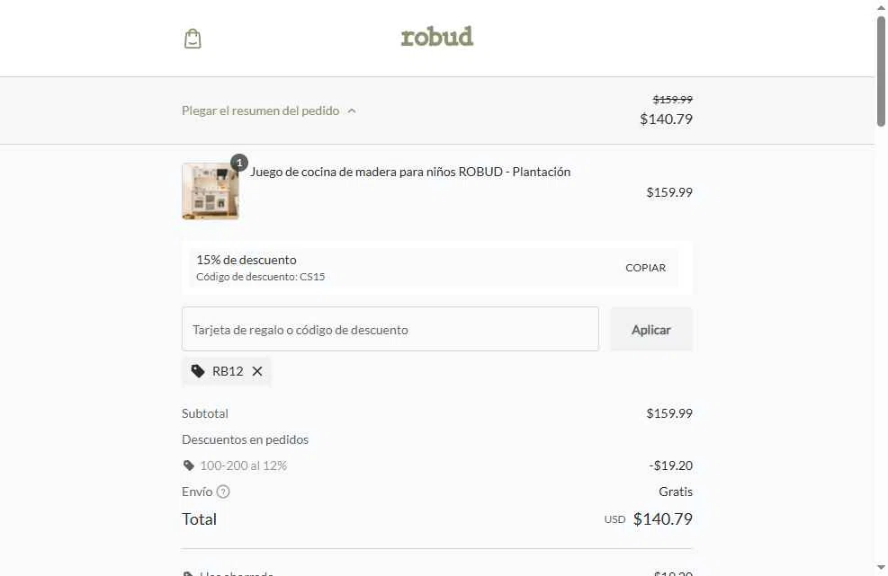 Robud checkout page showing Robud promo code box | Screenshot taken by SimplyCodes community member on Dec 24, 2025