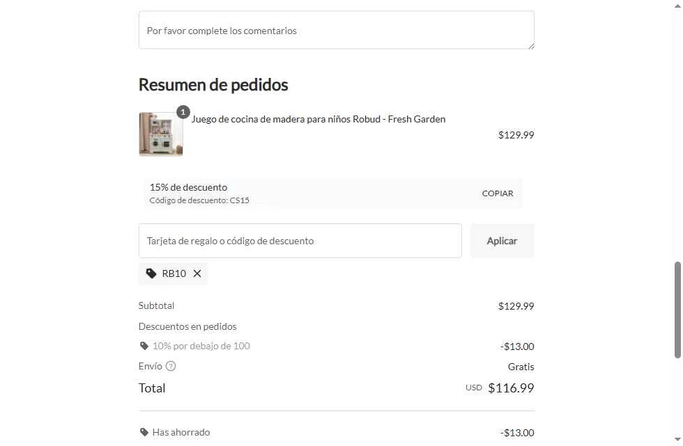 Robud checkout page showing Robud promo code box | Screenshot taken by SimplyCodes community member on Dec 23, 2025