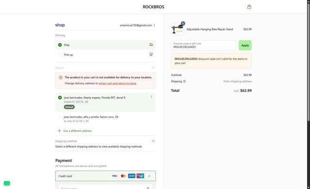 Rockbros checkout page showing Rockbros promo code box | Screenshot taken by SimplyCodes community member on Sep 5, 2025