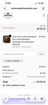 AMELIA_MOOSE coupon verification screenshot