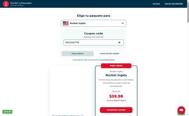 Rocket Languages checkout page showing Rocket Languages discount code box | Screenshot taken by SimplyCodes community member on Sep 6, 2025