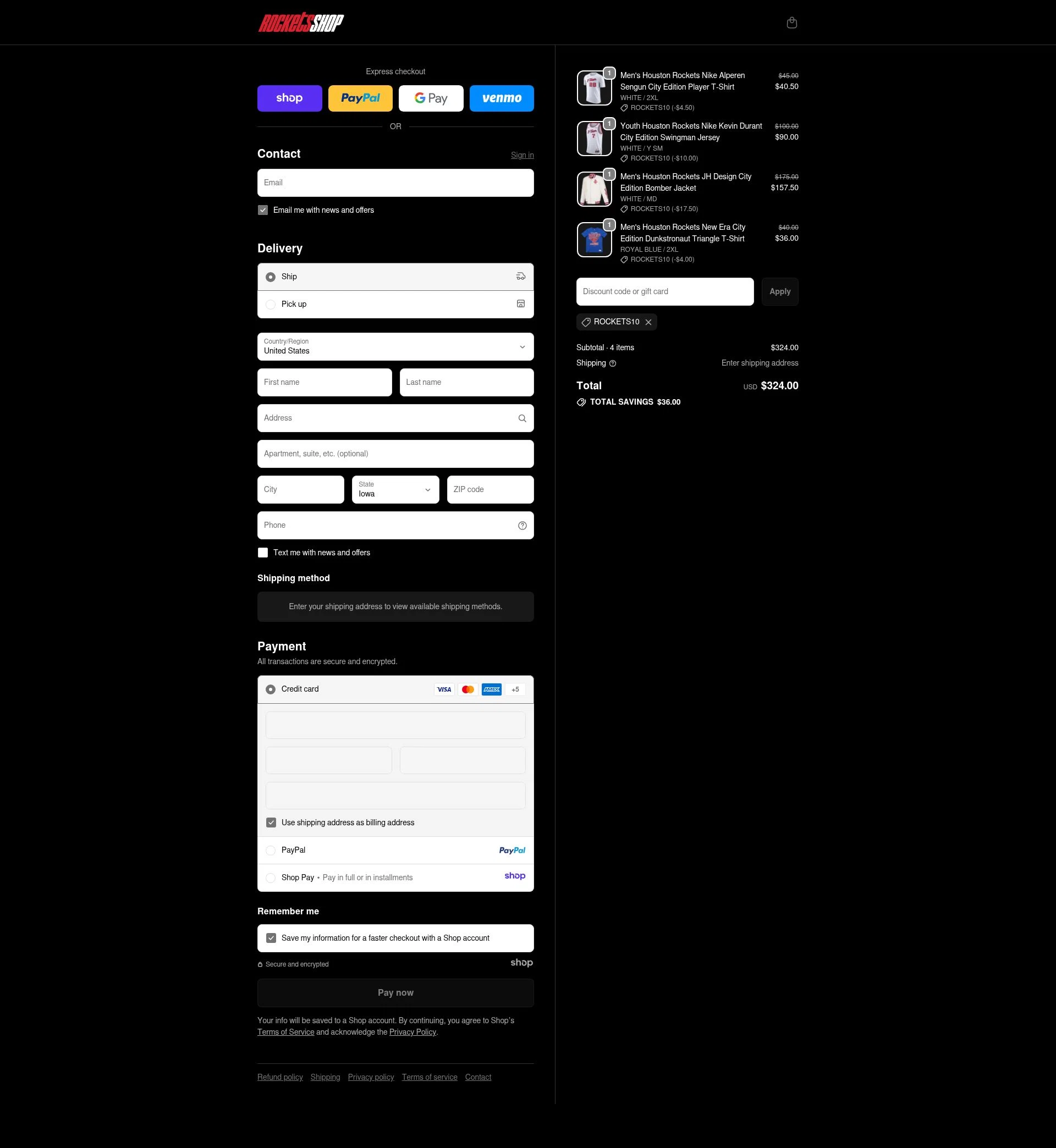 Rocketsshop checkout page showing Rocketsshop promo code box | Screenshot taken by SimplyCodes community member on Dec 3, 2025