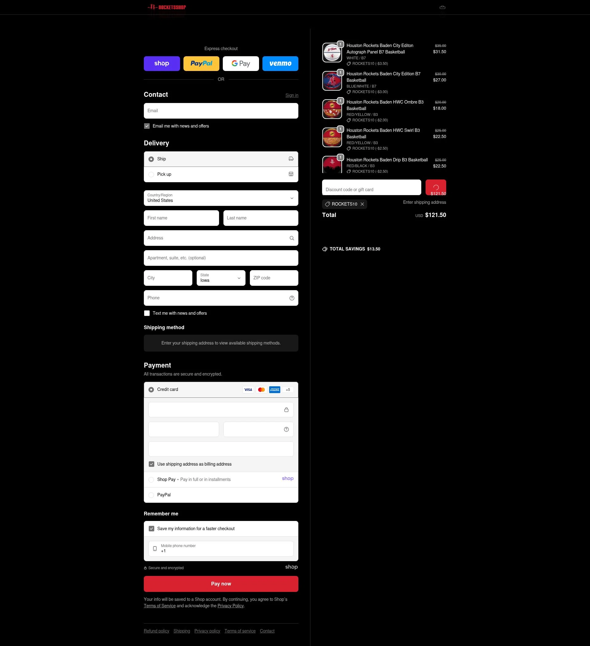Rocketsshop checkout page showing Rocketsshop promo code box | Screenshot taken by SimplyCodes community member on Jan 6, 2026