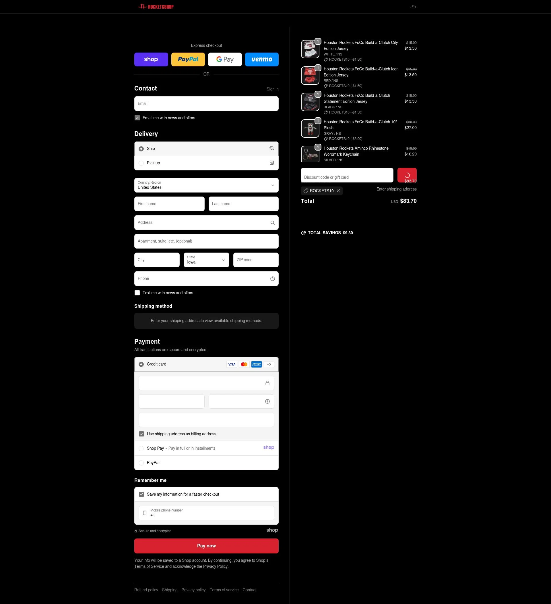 Rocketsshop checkout page showing Rocketsshop promo code box | Screenshot taken by SimplyCodes community member on Jan 11, 2026