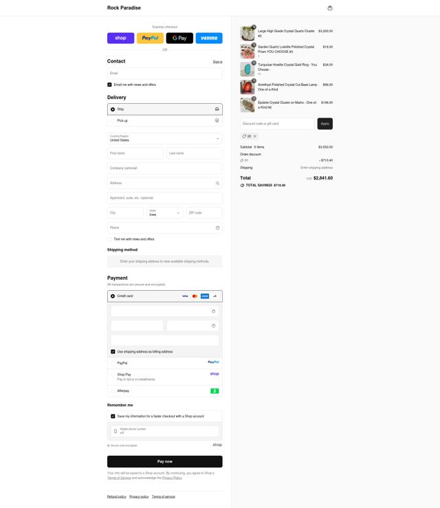 Rock Paradise checkout page showing Rock Paradise discount code box | Screenshot taken by SimplyCodes community member on Sep 12, 2025