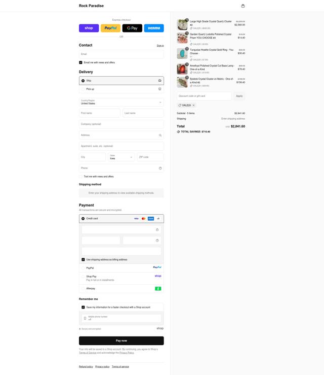 Rock Paradise checkout page showing Rock Paradise discount code box | Screenshot taken by SimplyCodes community member on Sep 12, 2025