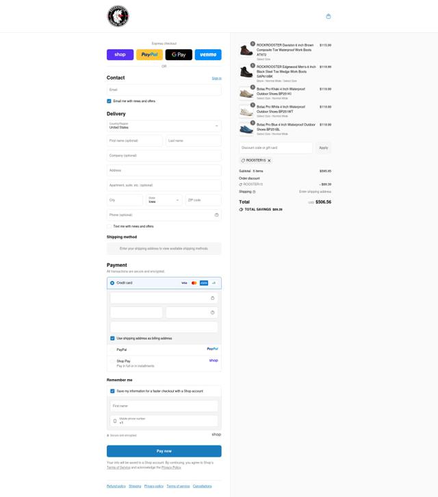 ROCKROOSTER checkout page showing ROCKROOSTER promo code box | Screenshot taken by SimplyCodes community member on Sep 14, 2025