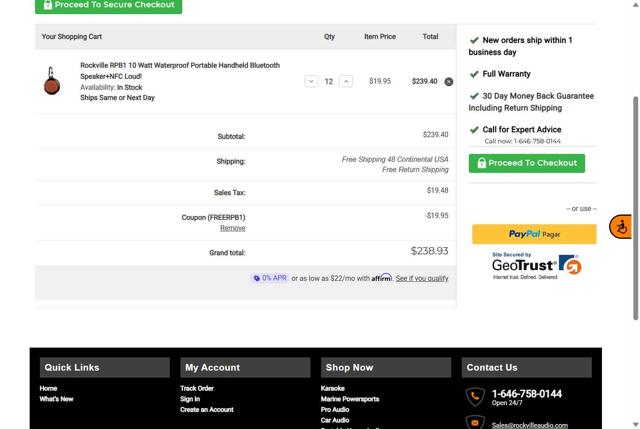 Rockville checkout page showing Rockville coupon code box | Screenshot taken by SimplyCodes community member on Sep 8, 2025