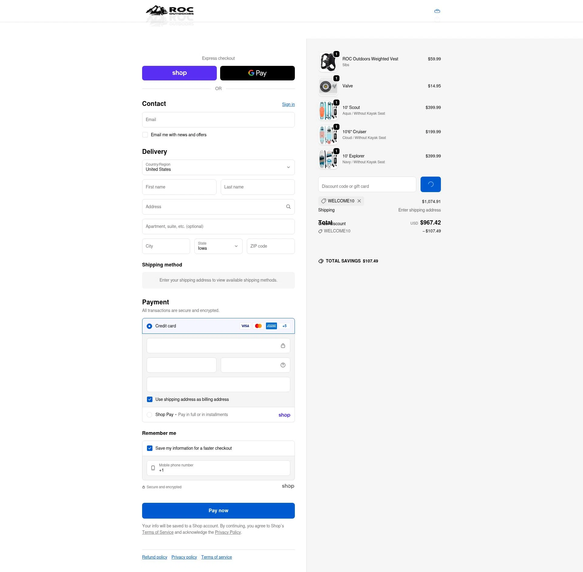 ROC SUP Co. checkout page showing ROC SUP Co. promo code box | Screenshot taken by SimplyCodes community member on Jan 26, 2026