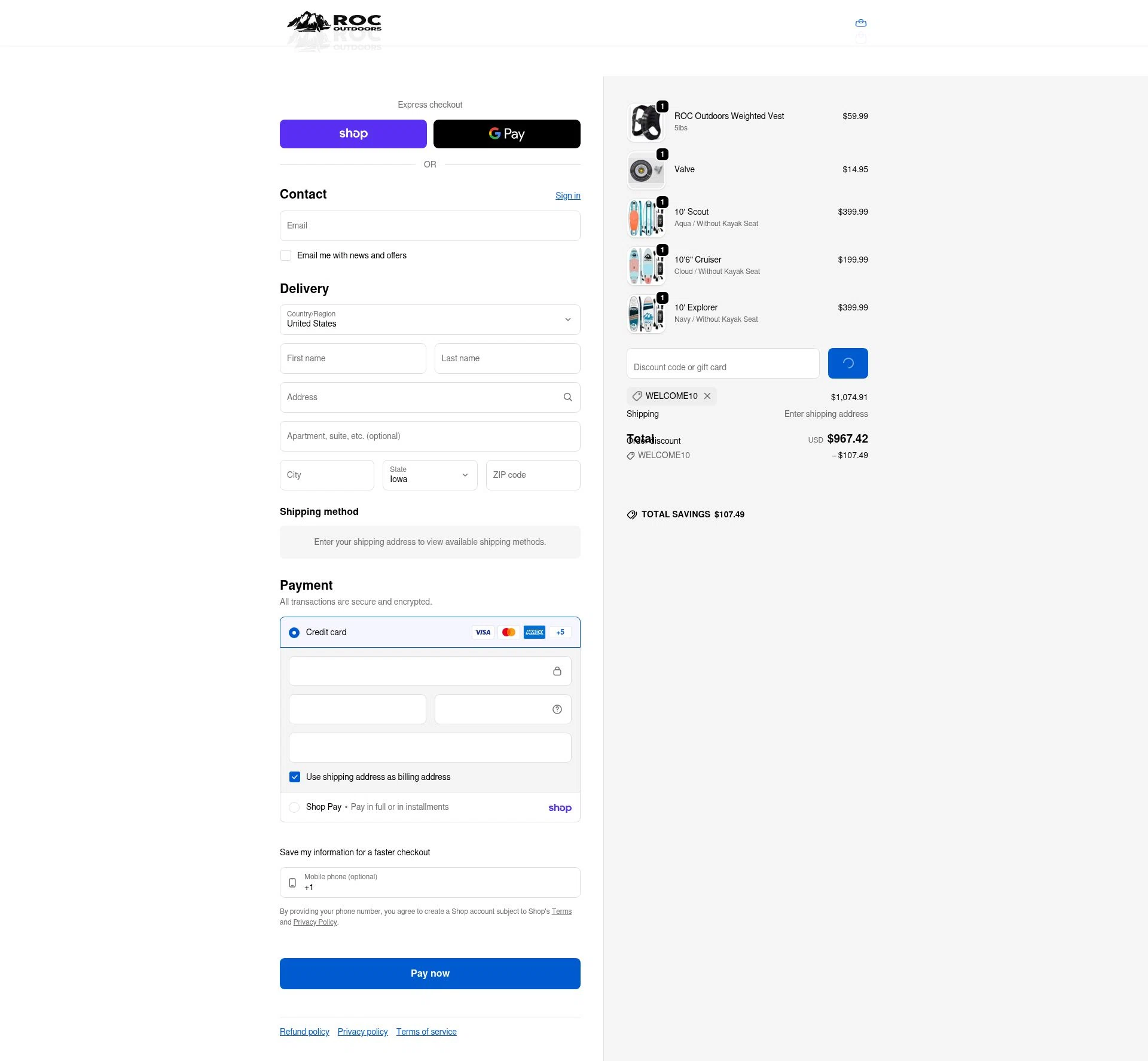 ROC SUP Co. checkout page showing ROC SUP Co. promo code box | Screenshot taken by SimplyCodes community member on Jan 30, 2026