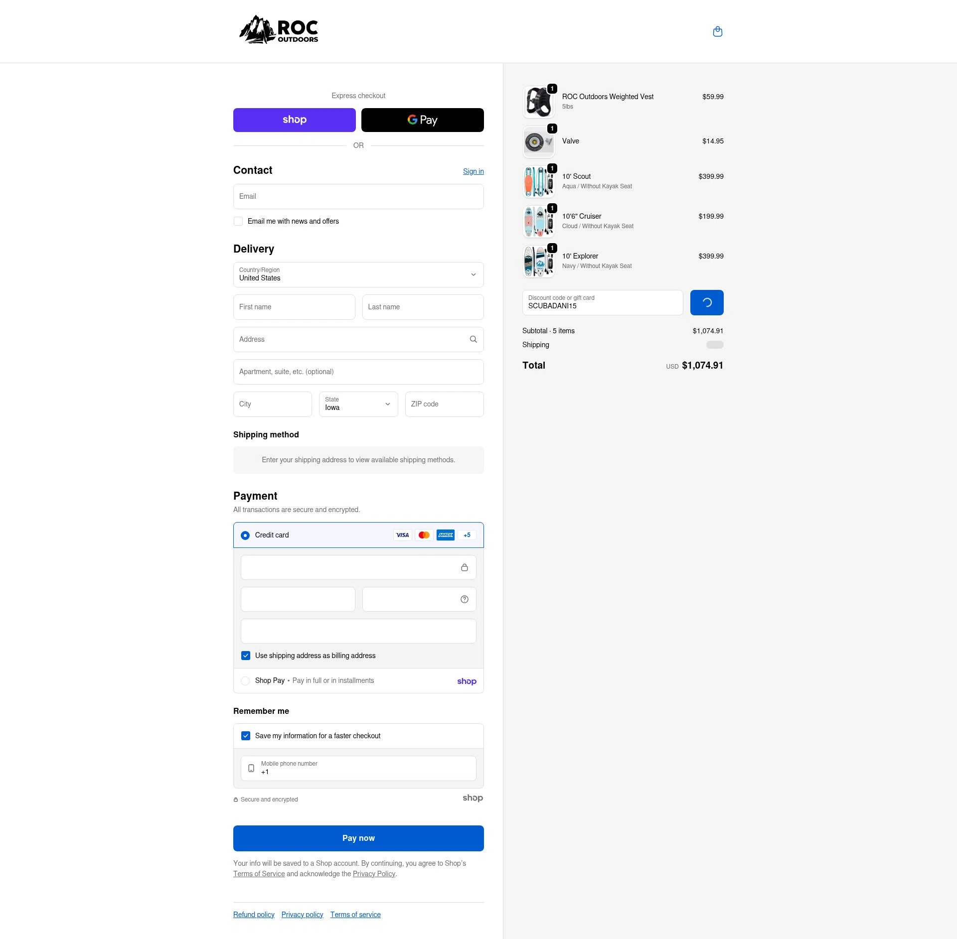ROC SUP Co. checkout page showing ROC SUP Co. promo code box | Screenshot taken by SimplyCodes community member on Jan 22, 2026