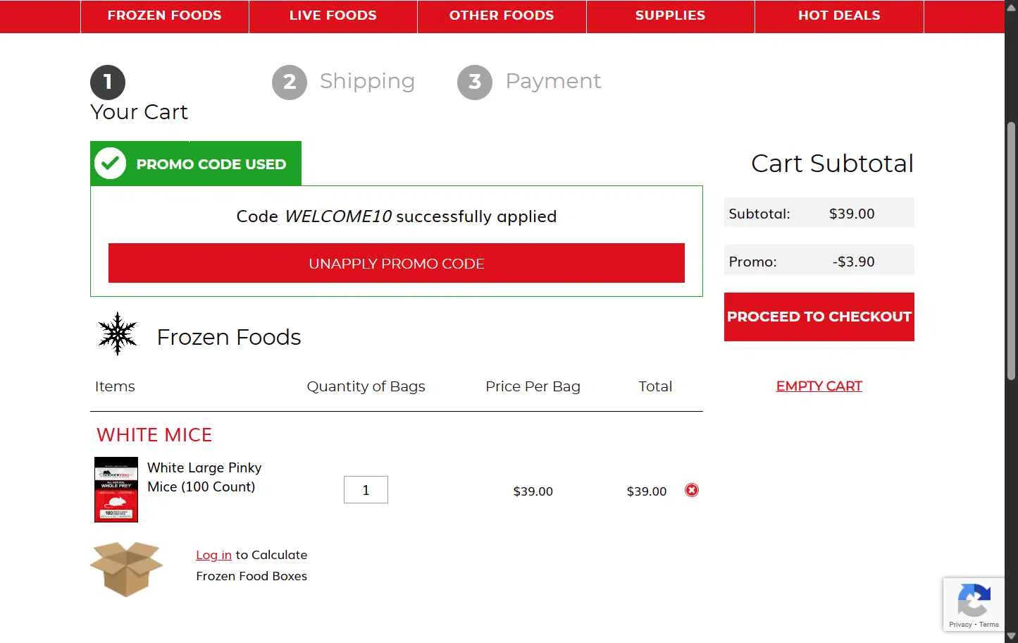 RodentPro.com checkout page showing RodentPro.com promo code box | Screenshot taken by SimplyCodes community member on Jan 19, 2026