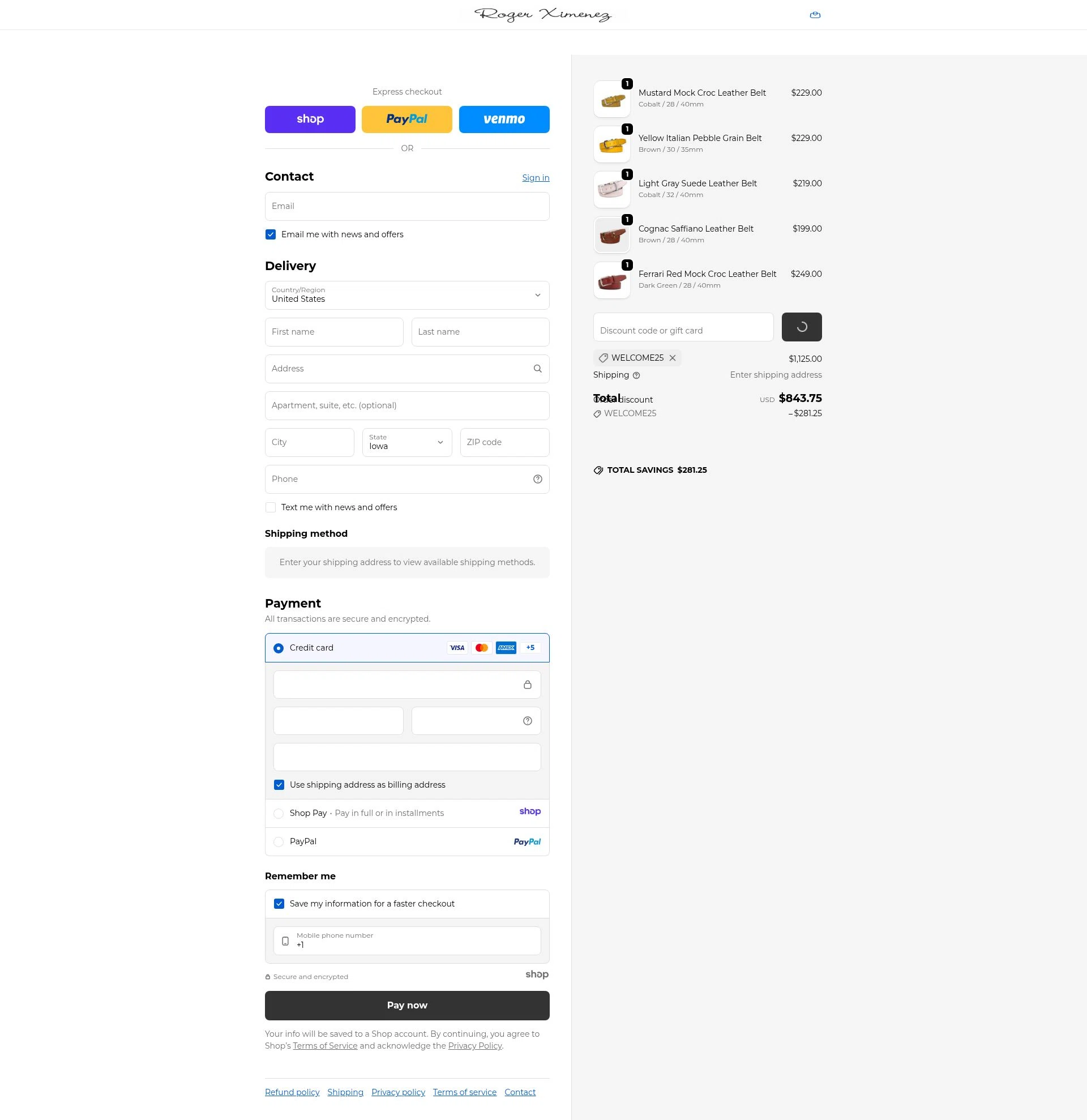 Roger Ximenez checkout page showing Roger Ximenez discount code box | Screenshot taken by SimplyCodes community member on Dec 26, 2025