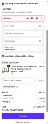 SWEETDEAL coupon verification screenshot