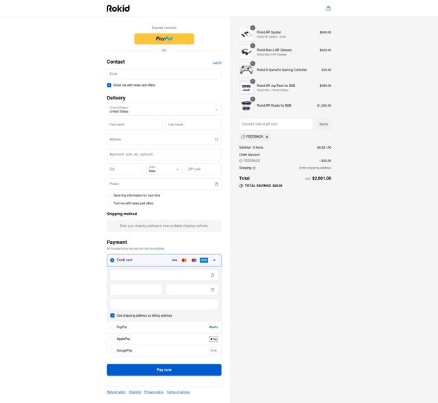 Rokid checkout page showing Rokid discount code box | Screenshot taken by SimplyCodes community member on Sep 2, 2025