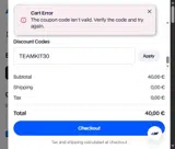 Williams Racing coupon verification screenshot