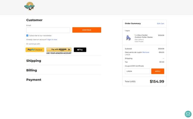 RollerSkateNation checkout page showing RollerSkateNation promo code box | Screenshot taken by SimplyCodes community member on Sep 15, 2025