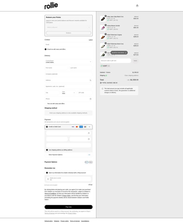 Rollie Nation checkout page showing Rollie Nation discount code box | Screenshot taken by SimplyCodes community member on Sep 3, 2025