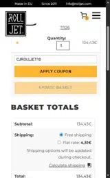 CJROLLJET10 coupon verification screenshot