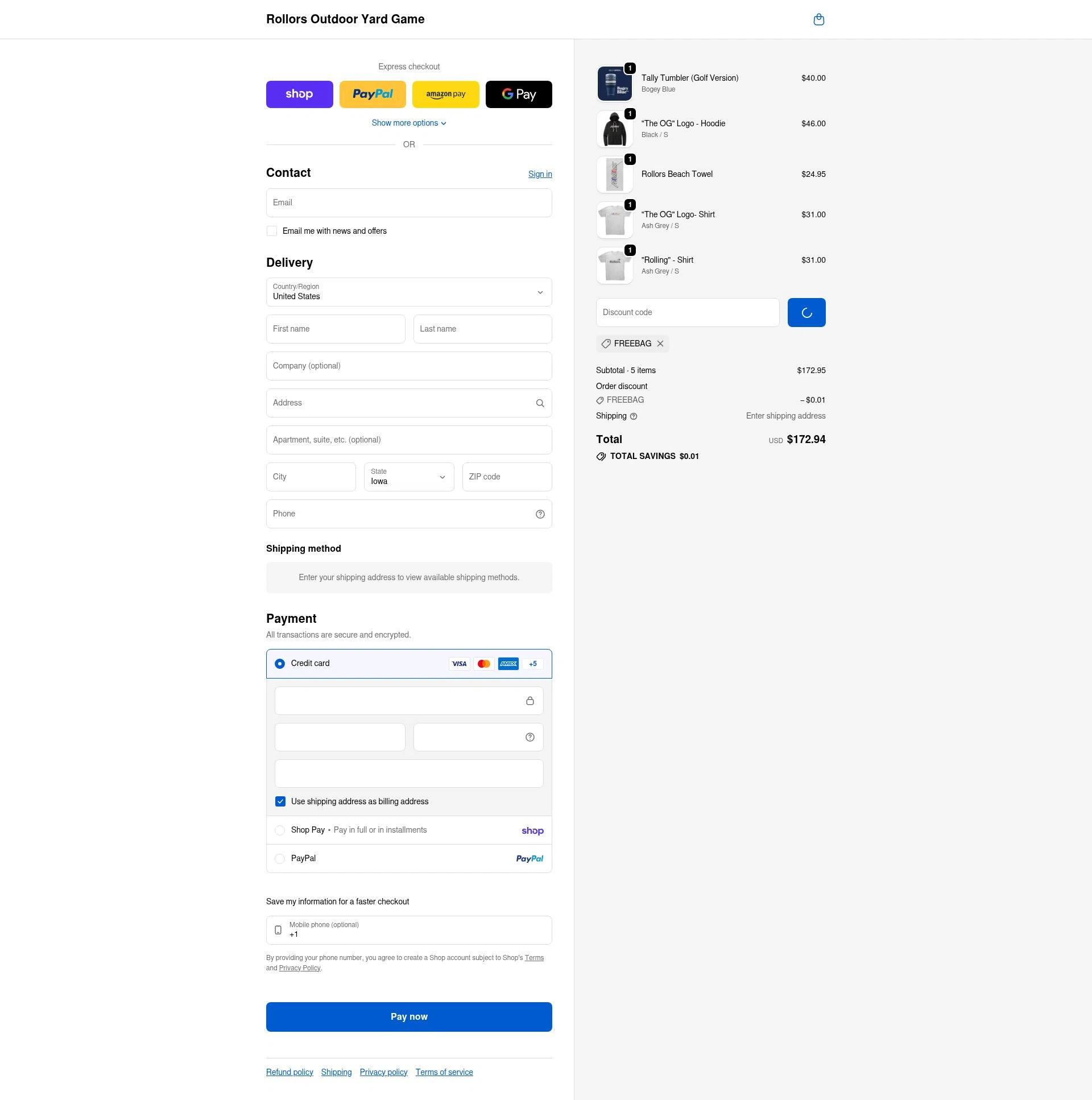 Rollors checkout page showing Rollors promo code box | Screenshot taken by SimplyCodes community member on Feb 8, 2026