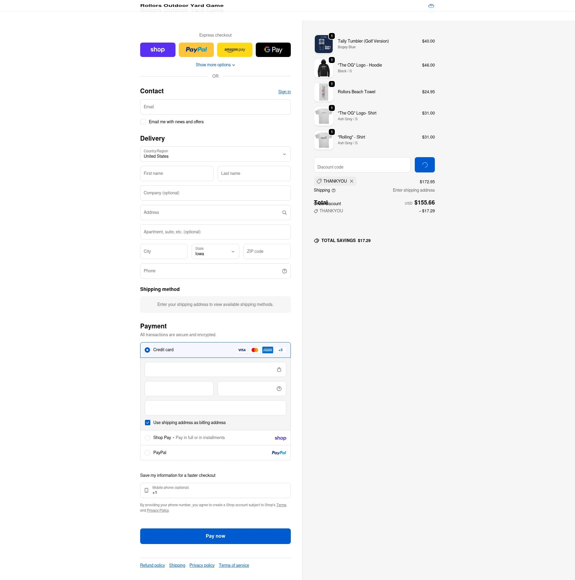 Rollors checkout page showing Rollors promo code box | Screenshot taken by SimplyCodes community member on Feb 4, 2026