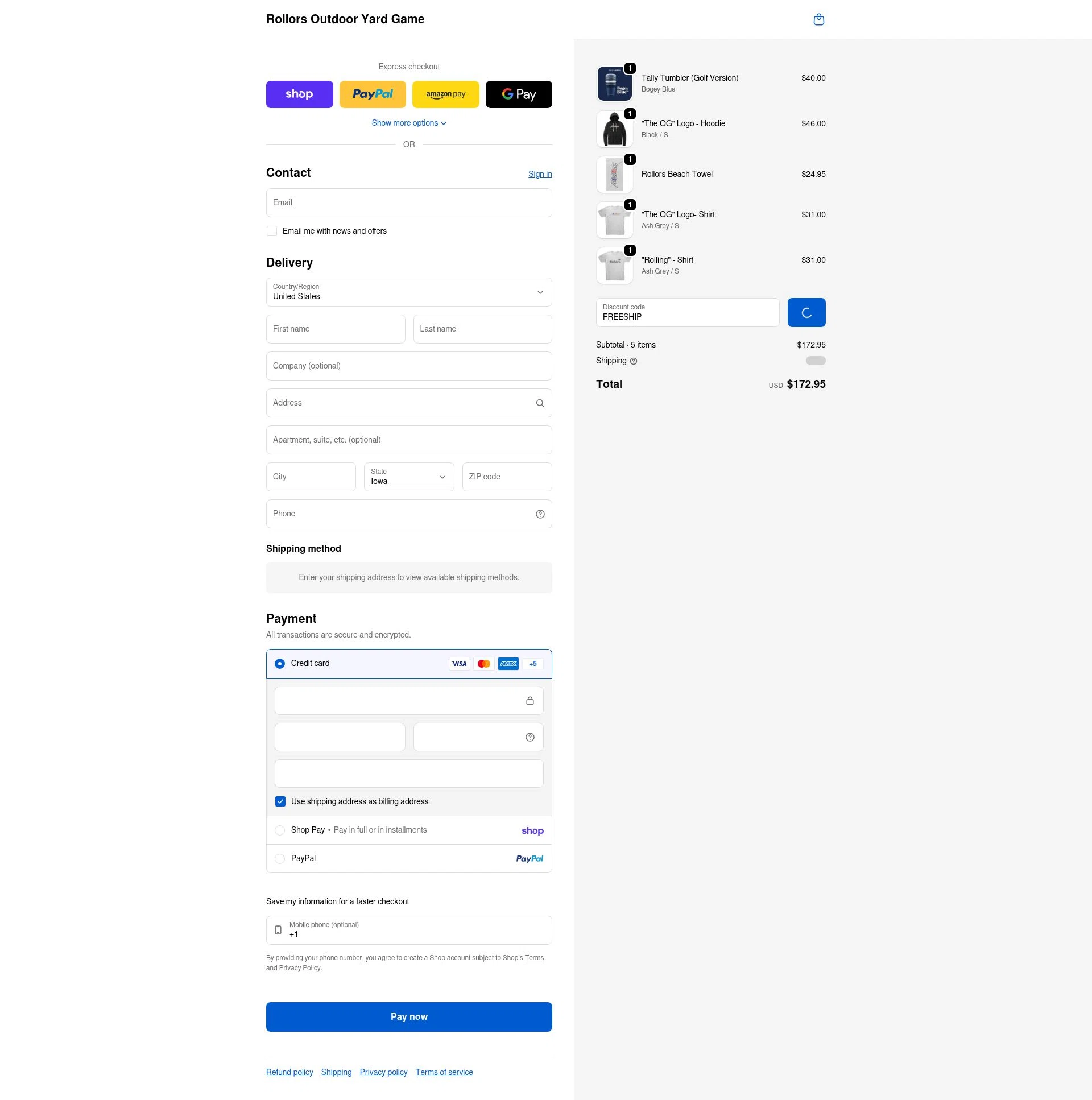 Rollors checkout page showing Rollors promo code box | Screenshot taken by SimplyCodes community member on Feb 8, 2026