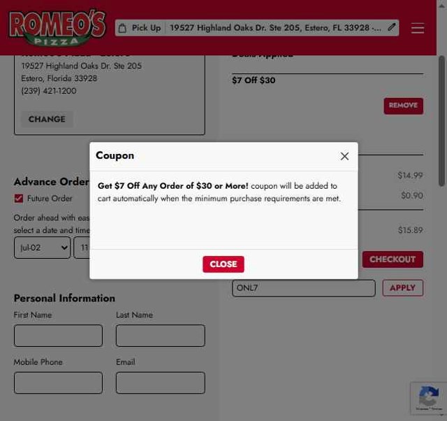 Romeo's Pizza Promo Codes (2 Verified) - 25% Off Jul 2025