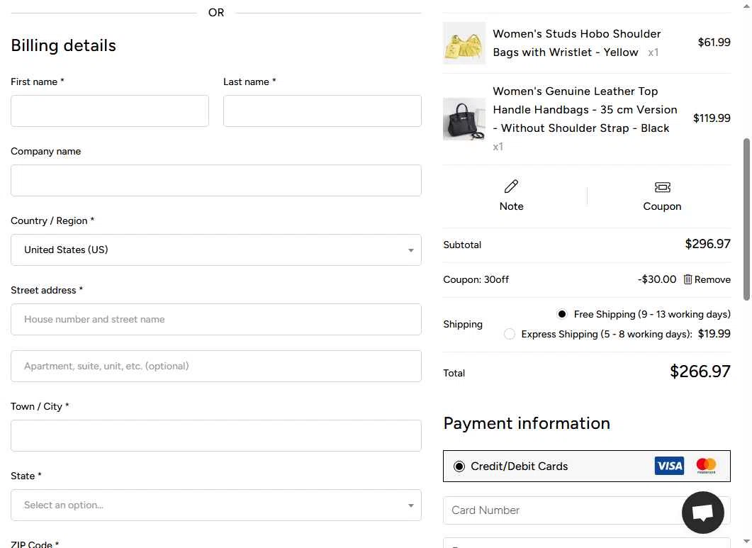 Romy Tisa checkout page showing Romy Tisa promo code box | Screenshot taken by SimplyCodes community member on Nov 2, 2025