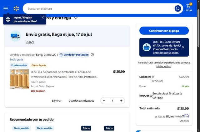 RoomDividersNow checkout page showing RoomDividersNow promo code box | Screenshot taken by SimplyCodes community member on Jul 13, 2025