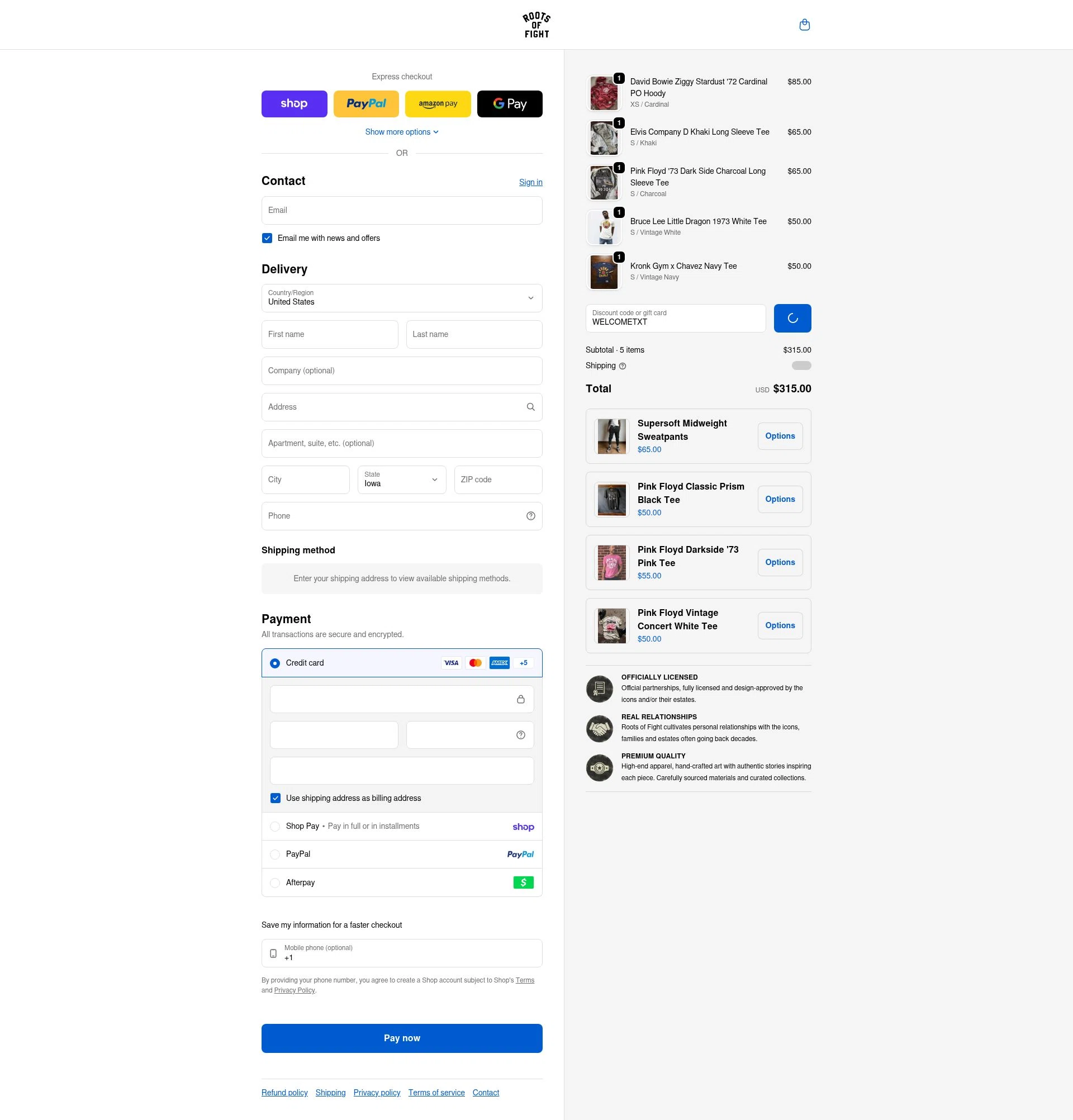 Roots of Fight checkout page showing Roots of Fight discount code box | Screenshot taken by SimplyCodes community member on Feb 2, 2026