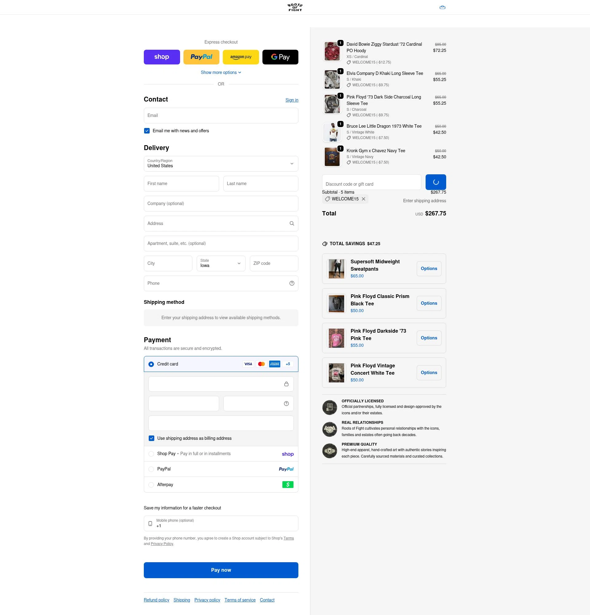 Roots of Fight checkout page showing Roots of Fight discount code box | Screenshot taken by SimplyCodes community member on Feb 2, 2026