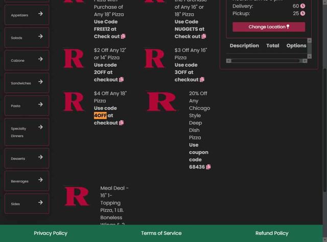 Rosati's checkout page showing Rosati's promo code box | Screenshot taken by SimplyCodes community member on Sep 14, 2025