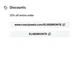 ELISEBRONTE coupon verification screenshot