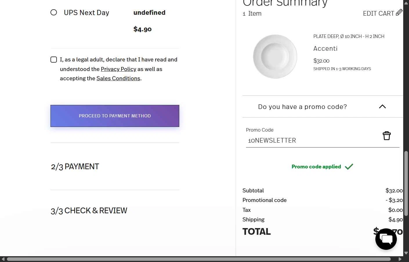 Rosenthal checkout page showing Rosenthal discount code box | Screenshot taken by SimplyCodes community member on Feb 17, 2026