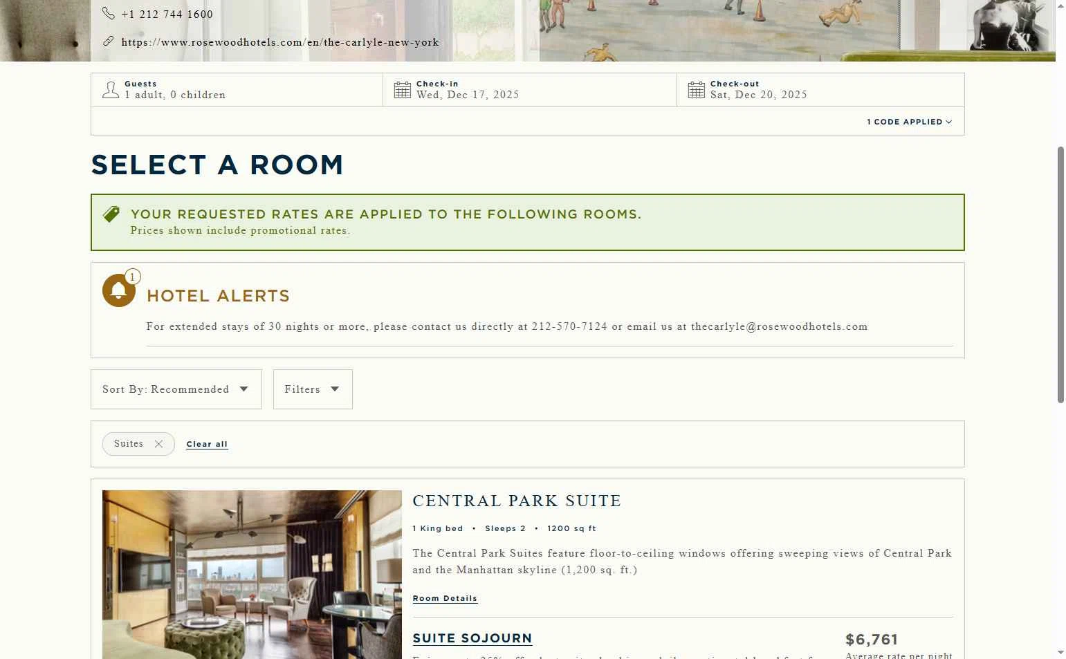 Rosewood Hotels and Resorts checkout page showing Rosewood Hotels and Resorts promo code box | Screenshot taken by SimplyCodes community member on Nov 26, 2025